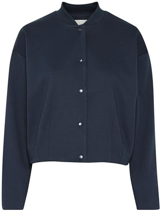 Ichi IXKATE Damen Jacke Bomberjacke Übergangsjacke mit Druckknöpfen leicht elastisch Loose fit, Größe:XL, Farbe:Total Eclipse (194010)