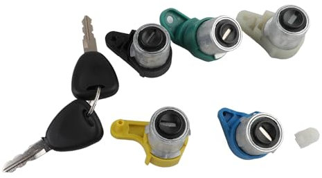 YAOPEI - Juego de 5 cerraduras de puerta para Kangoo 1 Nissan Kubistar con 2 llaves delanteras izquierda derecha lateral trasera derecha interruptor de encendido 7701472590