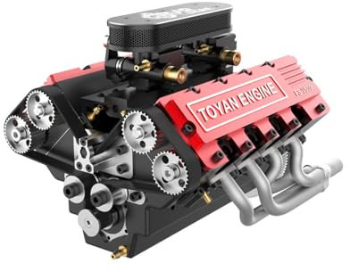 Verbrennungsmotor Modell, FS-V800 8-Cylinder 8-Zylinder 4-Takt Wassergekühlter Nitro Motor Modell Metall Motor Lernspielzeug Geburtstagsgeschenk Geschenk zum Vatertag-Fertige Version