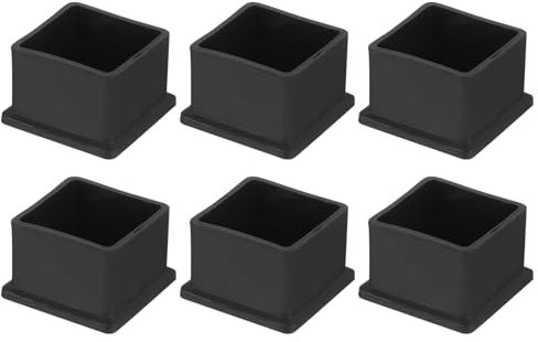 QUARKZMAN 6 Stück PVC Quadratische Stuhlbeinkappen, 35mm x 35mm OD Schwarze Möbelfüße Pads Tischfußabdeckungen Bodenschoner für Terrassentisch Schrank Bettmöbel