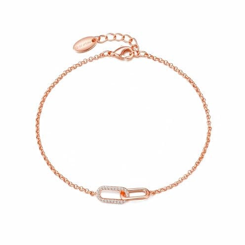 Philip Jones Rose Gold Plated Paperclip Link Bracelet Created with Zircondia® Crystals