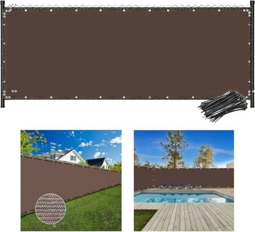 Privacy Fence Screen 6 x 50 ft Garden Privacy Fence Panels Covering Chain Link Garden Fence Heavy Duty Windscreen Fencing Mesh for Outdoor Balcony Backyard Deck Porch Patio (Brown)