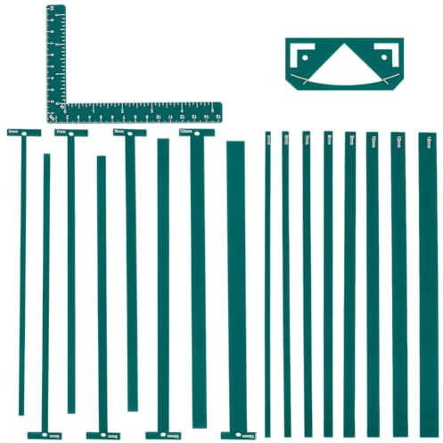 UNICRAFTALE 1 juego de plantillas de encuadernación de acrílico flexibles, paquete de encuadernación, verde azulado, herramienta simple para scrapbooking, 18 unidades, reglas en forma de T para