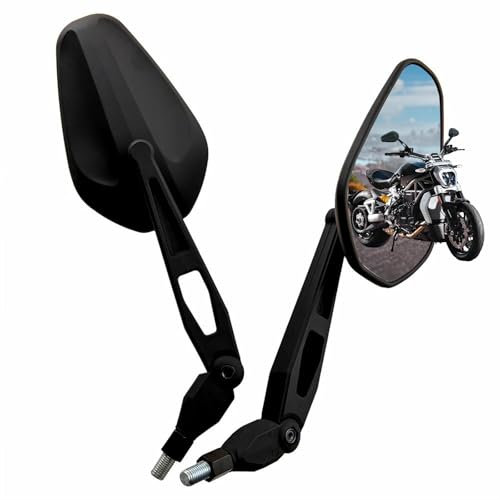 DREAMIZER Motorrad Spiegel E-geprüft, M10 Motorrad Rückspiegel Supermoto Roller Spiegel Kompatibel mit Honda Yamaha Kawasaki Suzuki Dirt Bike Scooter Moped Cruiser ATV