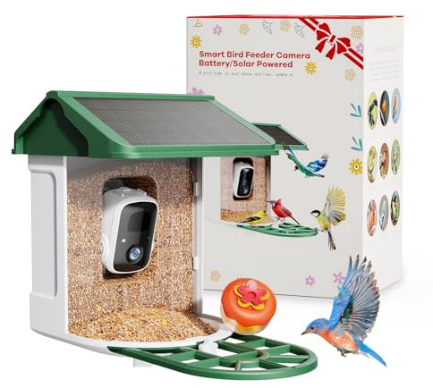 HARYMOR Bird Feeder with Camera-2K Live Video, Solar-Powered, Smart AI Identify Birds, 2L Food Capacity, Arrived Alerts, Bird Videos Storage, Mini Hummingbird Feeder for Watching Birds Outdoor