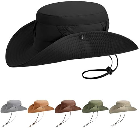 AYPOW Unisex Sonnenhut Fischerhut Wasserdicht, UPF50+ Breite Krempe UV-Schutz Verstaubar Winddicht Atmungsaktiv Allwetter Angelhut Eimerhut, Cowboy-Stil Boonie Hut Sommerhut für Herren Damen Outdoor