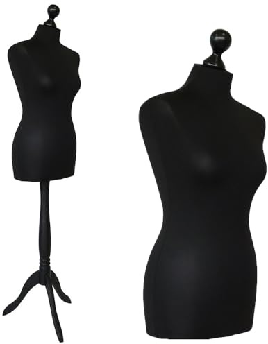 DummyDoll Schneiderpuppe weiblich Größe 44/46, Überzug schwarz, Holzdreibein schwarz