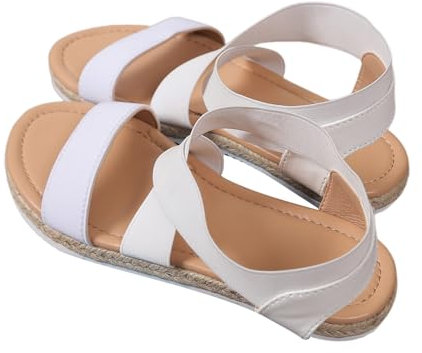 Allbestop Femmes Sandales Plates, Bottes Plates Confortables Chaussure Ouverte Chaussures Pieds Sensibles Femmes Chaussures Décontractées Des Sandale Été Femme Sandales de Plage(Blanc,35.5)
