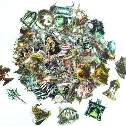 100 Stück Scrapbook Journaling Zubehör,Wald Forest Serie Scrapbooking Sticker Junk Journals Für Für Bullet Journal Zubehör,Fotoalbum,Geschenke,Tasse(Forest)