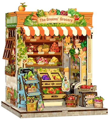 CUTEBEE Book Nook -Puppenhaus Kit Bauen Sie Sich selbst, EIN lebendiges Miniaturhaus von Frische & Liebe, 3D Holz Bookend, Kreative Bücherregal Dekoration, Geschenke（The Greens' Grocery）