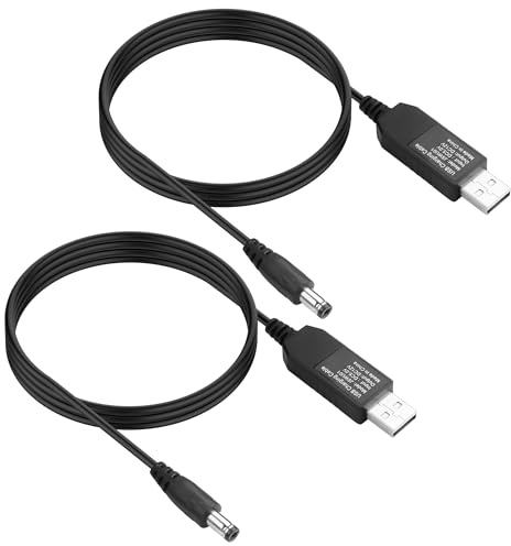 JSADZKJ 2PCS USB to DC Voltage Step-Up Cable,5V to 12V USB to DC 5.5 X 2.1mm Power Cable,5V Type A to 12V Booster Converter Cable for Routers,Led Light Strips,Cameras-1M/3.28Ft