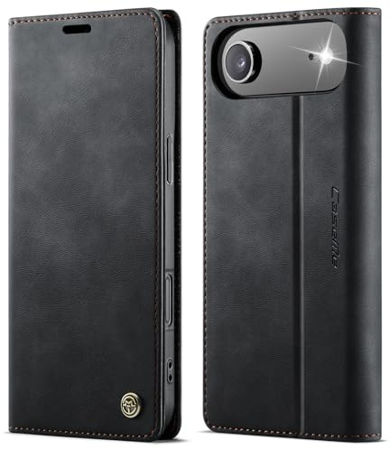 owlhold Handyhülle iPhone 17 Air hülle klapphülle Premium PU Leder,RFID Schutzhülle,Faltbare Ständer,Handytasche Lederhülle Kartenfach Standfunktion hülle für iPhone 17 Air- Schwarz