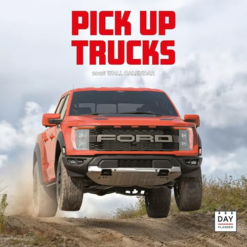Dayplanner Pick Up Trucks Kalender 2026, großer quadratischer Wandkalender, 16 Monate, Pick Up Trucks, Geschenk, Auto-Kalender