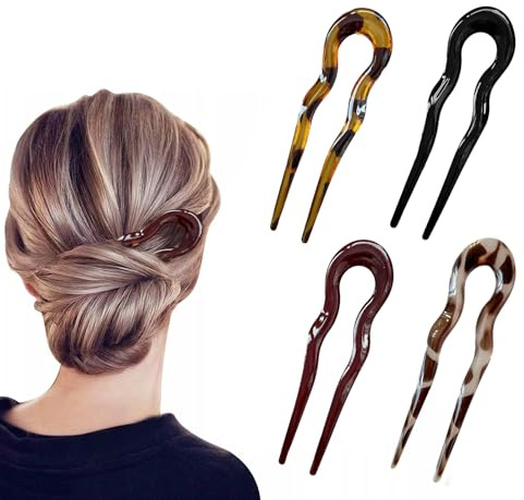 French Pin, French Hair Pin Französische Haarnadeln u Förmige Haarnadel Groß French Twist Hair Pin für Damen Styling Haar Accessoires 4 Stück