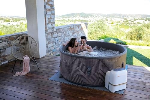 MSpa Whirlpool Mono Eco 192x192x65 cm – Aufblasbarer Whirlpool für 8 Personen mit 144 Massagedüsen, PTC-Heizung, UVC+ Desinfektion, Anti-Frost-System, App-Steuerung & Rhino Tech™ 6-Schicht-Material