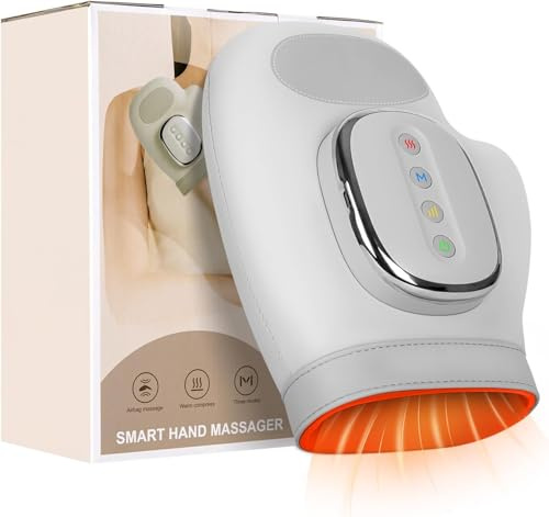 GALAKSIOZ Cordless Hand Massager for Arthritis and Carpal Tunnel, Updated Bigger Electric Hand Massager with Heat and Compression,Wrist, Finger Massage,Gifts for Mother, Father (White)