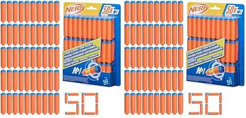 Nerf N Series N1 Darts 50x, zusätzliche Darts für High Performance Blaster der Nerf N Serie mit hoher Treffgenauigkeit und Reichweite, für Jungen und Mädchen (Packung mit 2)