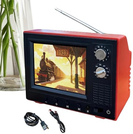 TV Vintage Giocattolo Televisore Retrò con Display 720P e 8GB di Memoria | Mini TV Vintage per Case delle Bambole per Soggiorno, Camera da , Cucina