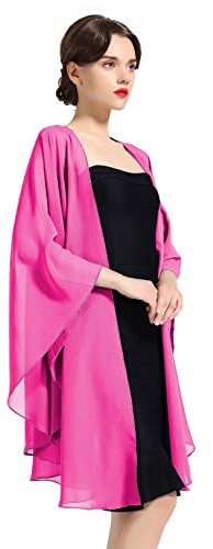 BEAUTELICATE Chiffon Schal Stola Bolero Damen Für Abendkleid Festlich Hochzeit Braut Frühling Sommer Jacke Rose,Einheitsgröße