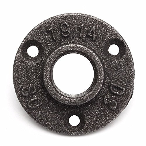 EsportsMJJ 1/2 O 3/4 Pollici Nero Flangia Ferro Tubo Pavimento Raccordo Idraulico Filettato Tre Fori Flangia-3/4 Pollici