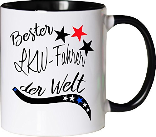 Mister Merchandise Becher Tasse Bester LKW-Fahrer der Welt. Kaffee Kaffeetasse liebevoll Bedruckt Beruf Job Arbeit Weiß-Schwarz