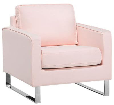 Beliani Fauteuil Tapissé en Tissu Rose sur Cadre en Acier INOX Design Ultra Moderne Idéal pour Salon au Style Contemporain