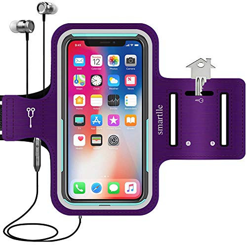 Smartlle Sportarmband Handy Joggen Arm Laufen Handyhalter für iPhone 13 12 11 Pro/XR/SE/XS/8/7/6/6s, Samsung Galaxy S22 21/A/Note, Xiaomi, Bis Zu 6.1’’, Gym handyhülle sporthülle Handytasche armbinde