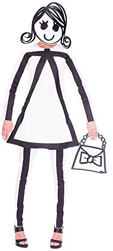 amscan 9905099 Adults Stick Woman Fancy Dress Cartoon Costume (UK Dress Size 10-12),White