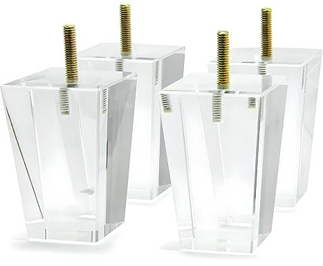 Acryl-Möbelbeine, 4 Stück, transparente Füße für Sofa, Schreibtisch, Couchtisch, Bett, Couch, TV-Bank (10,2 cm quadratisch)