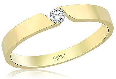 GIORO Aurelia Damen Ring Verlobungsring Antragsring *handgefasster Stein* 925 Silber hochwertig vergoldet mit Gravur (62 (19.7))