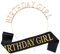 Ylinwtech Geburtstagskrone und Schärpe, Birthday Girl Tiara Krone Geburtstag, Mädchen Glitter Brief Geburtstag Stirnband Mädchen Satin Schärpe Crown Sash, für Party Dekorationen, Gold, Schwarz
