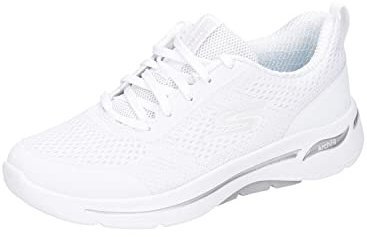 Skechers Damen Performance Go Walk Arch Fit-Motion Breeze Sneaker Sneakers, Weiß/Silber, 43 EU