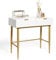 BTFY White Dressing Table for Bedroom - Honeycomb Design Vanity Desk with Drawers - Make Up Desk with Glossy Lacquer Finish - Geometric Console Table, Gold Legs & Handles - For Home Office