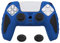 PlayVital Funda de Silicona para ps5 Mando - Carcasa de Goma Antideslizante con Tapas para Pulgar, Protector Tacto Suave, Accesorio Compatible con ps5 - Edición Knight (Azul Negro)
