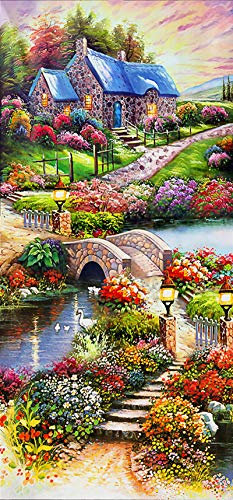 YALKIN 5D Diamond Painting Großes XXL 40x90cm Diamant Painting Bilder Dorf Diamond Art Erwachsene Full DIY Diamant Kunst Malerei Stickerei Set Kreuzstich Bilder Home Wand Dekor