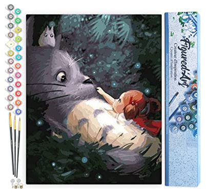 Figured'Art Peinture par Numéro Adulte Souris et petite Fille - Activité Manuelle Kit de Loisir Créatif DIY Numéro d'Art Complet - 40x50cm sans châssis en bois