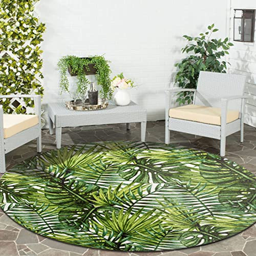 DECOMALL Runder Outdoor-Teppich für Terrasse, Pavillon, Balkon, Hinterhof, bunter Outdoor-Teppich, runder Teppich, 1,8 m