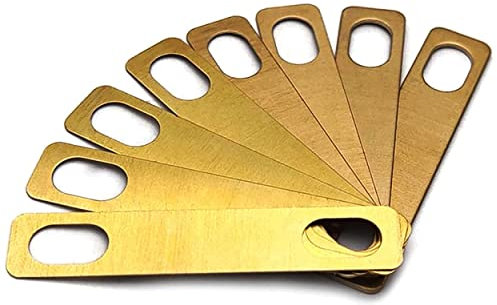 Alnicov 8 Stück Gitarren-Hals-Unterlegscheiben 4 x 0,2 mm, 2 x 0,5 mm und 2 x 1 mm dicke Messingscheiben für Gitarre und Bass, zum Anschrauben, goldfarben