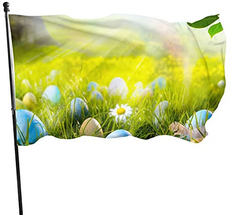 Flagge, Frühling Ostern Flaggen Lichtbeständige Polyester-Gartenflagge Outdoor-Bannerflagge mit Metallösen für Gartenhof