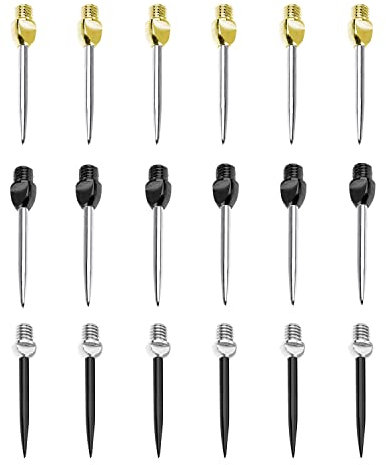 FOX SMILING 18 Stück Steel Dartpfeil Spitzen 2BA Schraube Metall Dart Spitze Tips Metallspitz Stahlspitzen Dart Zubehör(18pcs Eisen Spitzen)