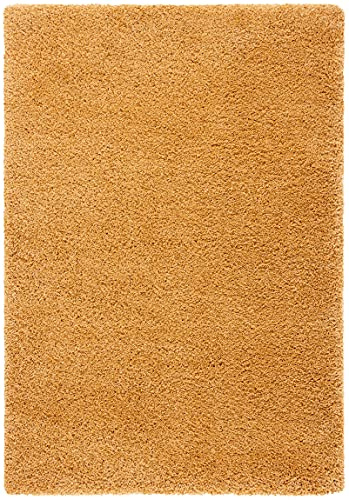 SAFAVIEH Hudson Shag Collection Area Rug - 6' x 9', Gold, Modern Solid Design, Non-Shedding & Easy Care, 2-inch Thick Ideal for High Traffic Areas in Living Room, Bedroom (SGH220D)