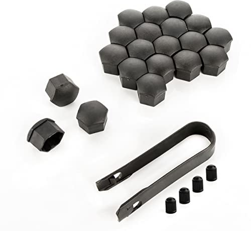 LST 20x Radschraube Abdeckkappen Sechskant Felgen Kappen Set 17 mm rau Schwarz