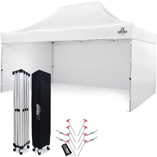 Economica Star gazebo pieghevole 3x4,5 tetto impermeabile al 100% 3 pareti laterali 8 perni di ancoraggio copertura protettiva per tenda da giardino padiglione richiudibile bianco