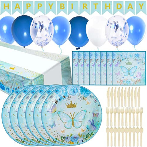 OSDUE Princesse Party Vaisselle, Vaisselle Jetable Anniversaire, 83 Pièces Assiettes Serviettes Nappes Couverts Kit, Décor Anniversaire Enfants Party Fête Mariages Baby Shower Noël
