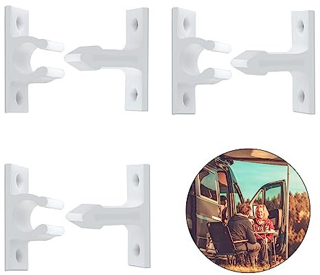 3 Paires de Loquet de Porte pour Caravane, Plastique Dur Loquet de Retenue de Porte Forme en T Serrure de Porte pour Camping-Car Caravane Volet de Camping-Car Porte Armoire (Blanc)