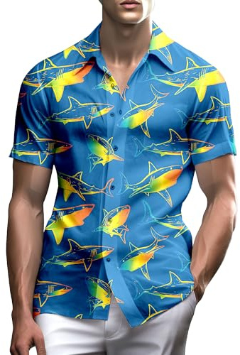 Stazary Neon Hemden für Herren mit Knöpfen, Hawaiihemden für Herren, Strandhemden für Herren, Neon-Kleidung