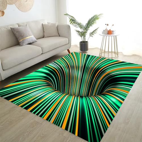 Osimiccp Optische Täuschung Teppich für Schlafzimmer, 90 x 150 cm, rutschfest, cooler 3D-Teppich mit buntem Vortex-Teppich für Wohnzimmer, Spielzimmer, Heimdekoration
