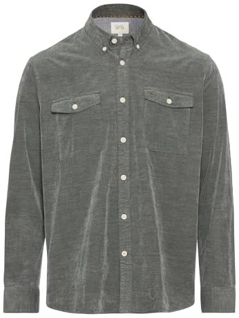 camel active Herren Langarm Hemd in Regular Fit aus Cord Grün, Menswear-XL