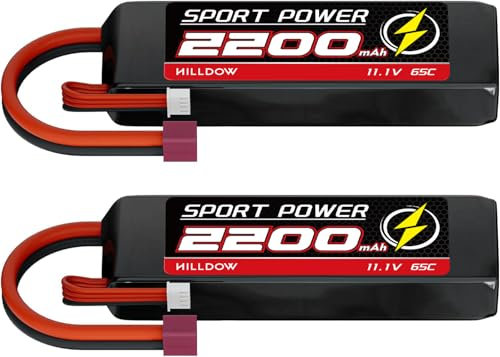 11.1V 3S Lipo Battery 65C 2200mAh with T Connector for RC Airplane RC Helicopter RC Car RC Truck RC Boat UAV Drone FPV(2 Pack)