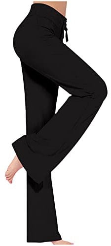 Yogahose Damen Schlaghose Baumwolle mit Kordelzug Activewear Hosen High Waist Yoga Pants Bootcut Jeans Stretch Flared Stoffhose Haushose Weites Bein Jazzpants Lange Flowy Bürohose